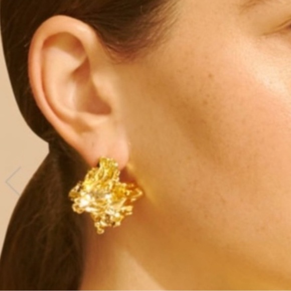 NEW Amber Sceats Reese Earrings 24K Gold Plated w/ Black Pouch Retail $229